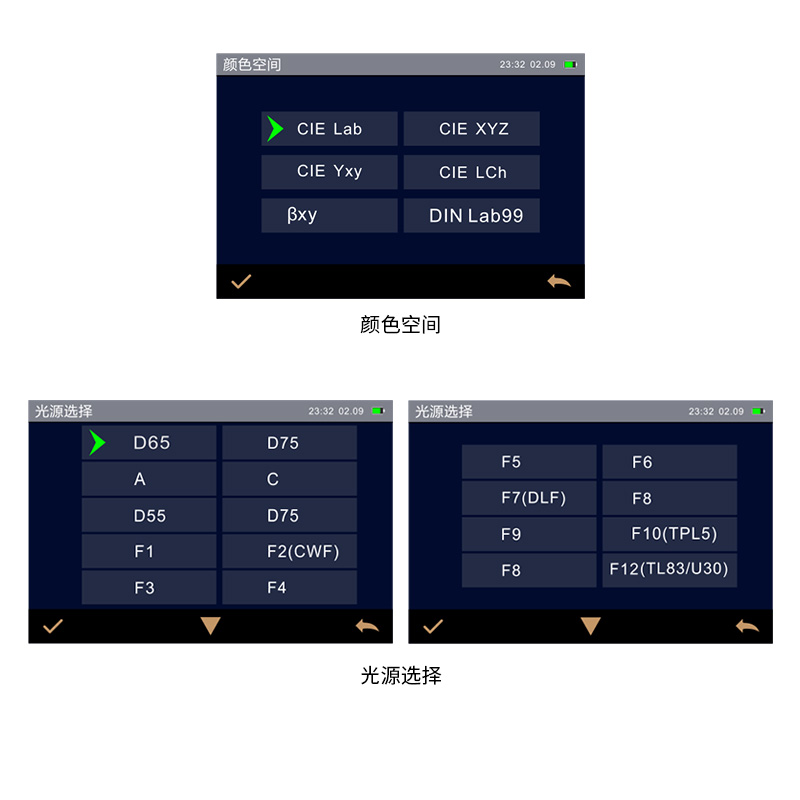 多種顏色測量空間，多種觀測光源